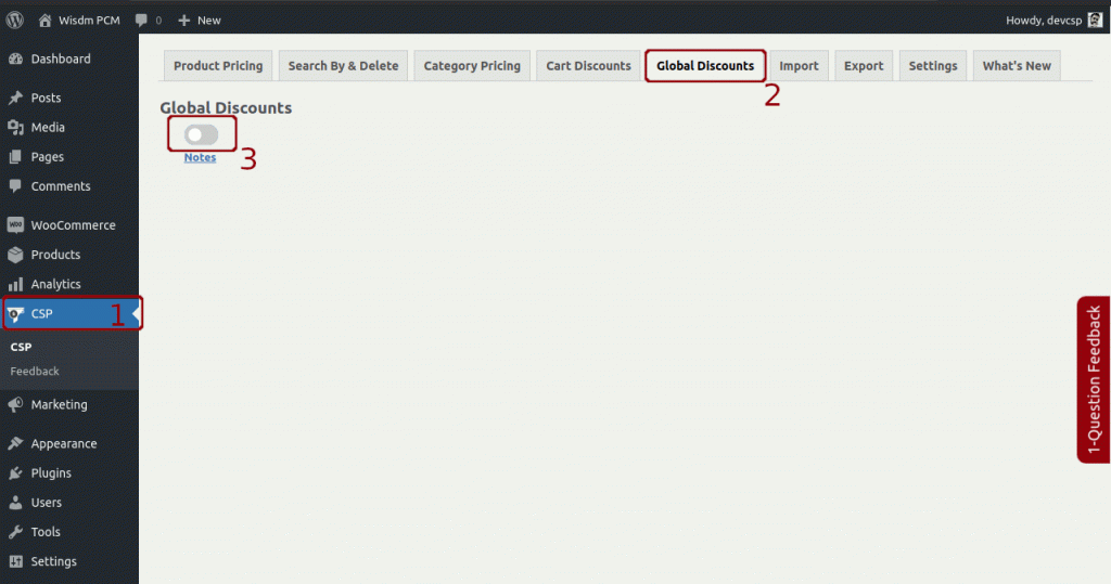 Enable Global Discounts in CSP.